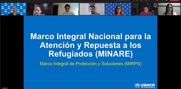 En el marco del Proyecto "Marco Integral Regional para la Protección y Soluciones (MIRPS)", reunión de trabajo conjunta con el Representante de ACNUR y su equipo técnico, con la Viceministra de Gobernación de Costa Rica(22 de julio de 2021)